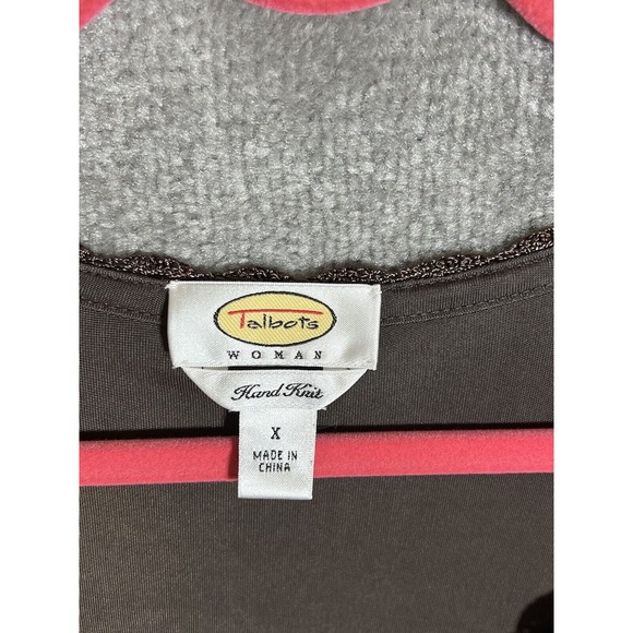 Talbots Woman Hand Knit Crochet Sleeveless Top Womens Size 0X Brown V-Neck Lined - Picture 3 of 11